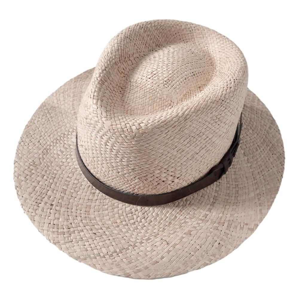 MJM Milas Panama Hat Natur med Læder - S (56 cm) - Hat fra MJM Hats hos The Prince Webshop