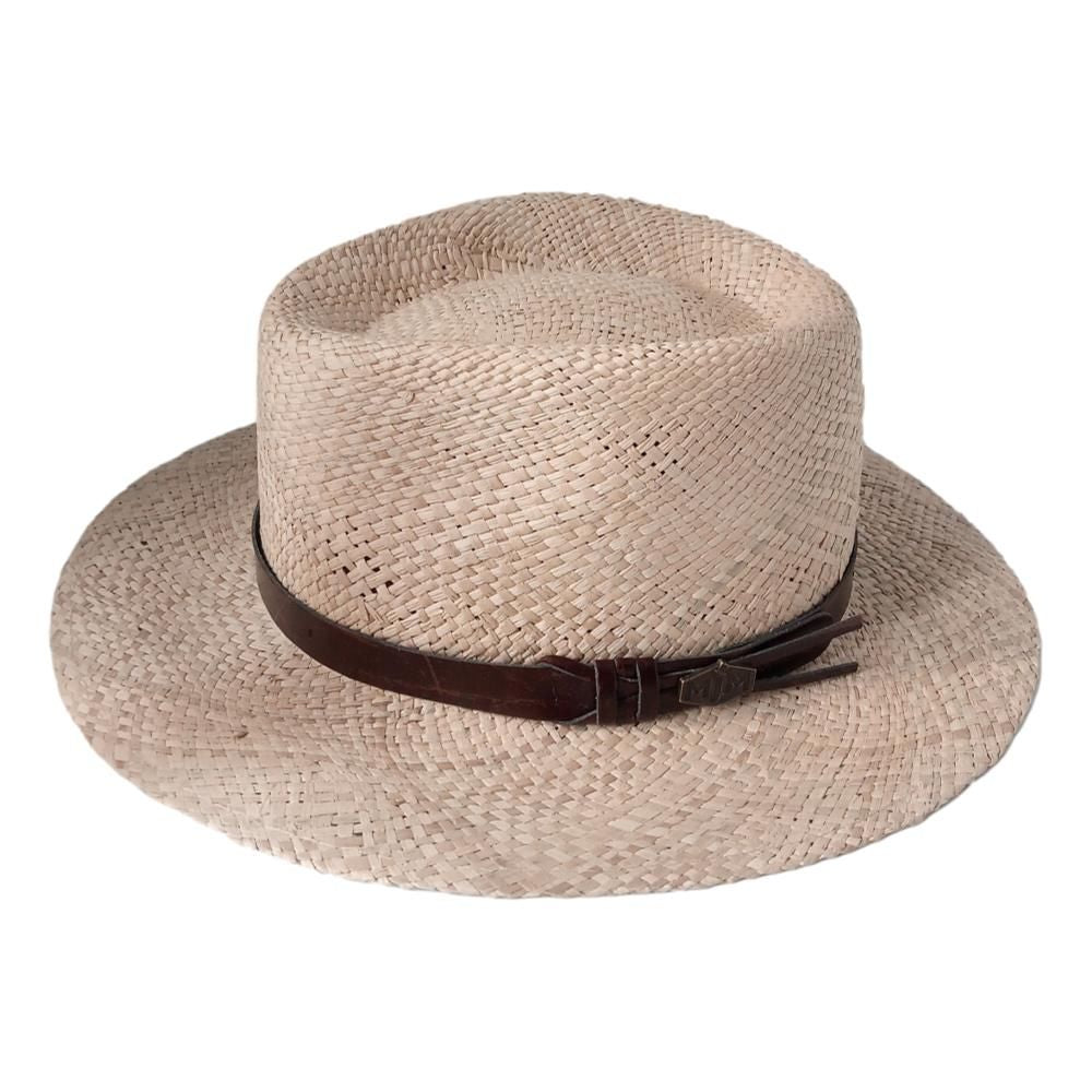 MJM Milas Panama Hat Natur med Læder - S (56 cm) - Hat fra MJM Hats hos The Prince Webshop