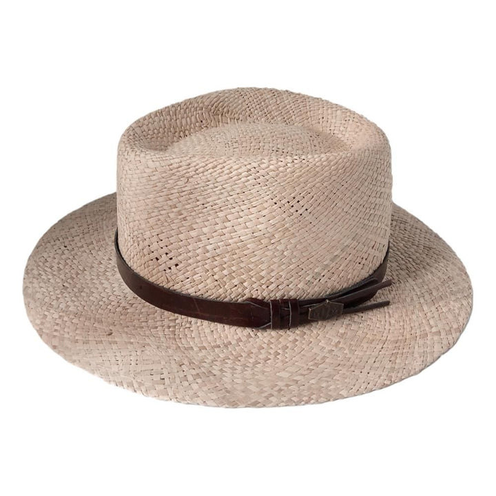MJM Milas Panama Hat Natur med Læder - S (56 cm) - Hat fra MJM Hats hos The Prince Webshop