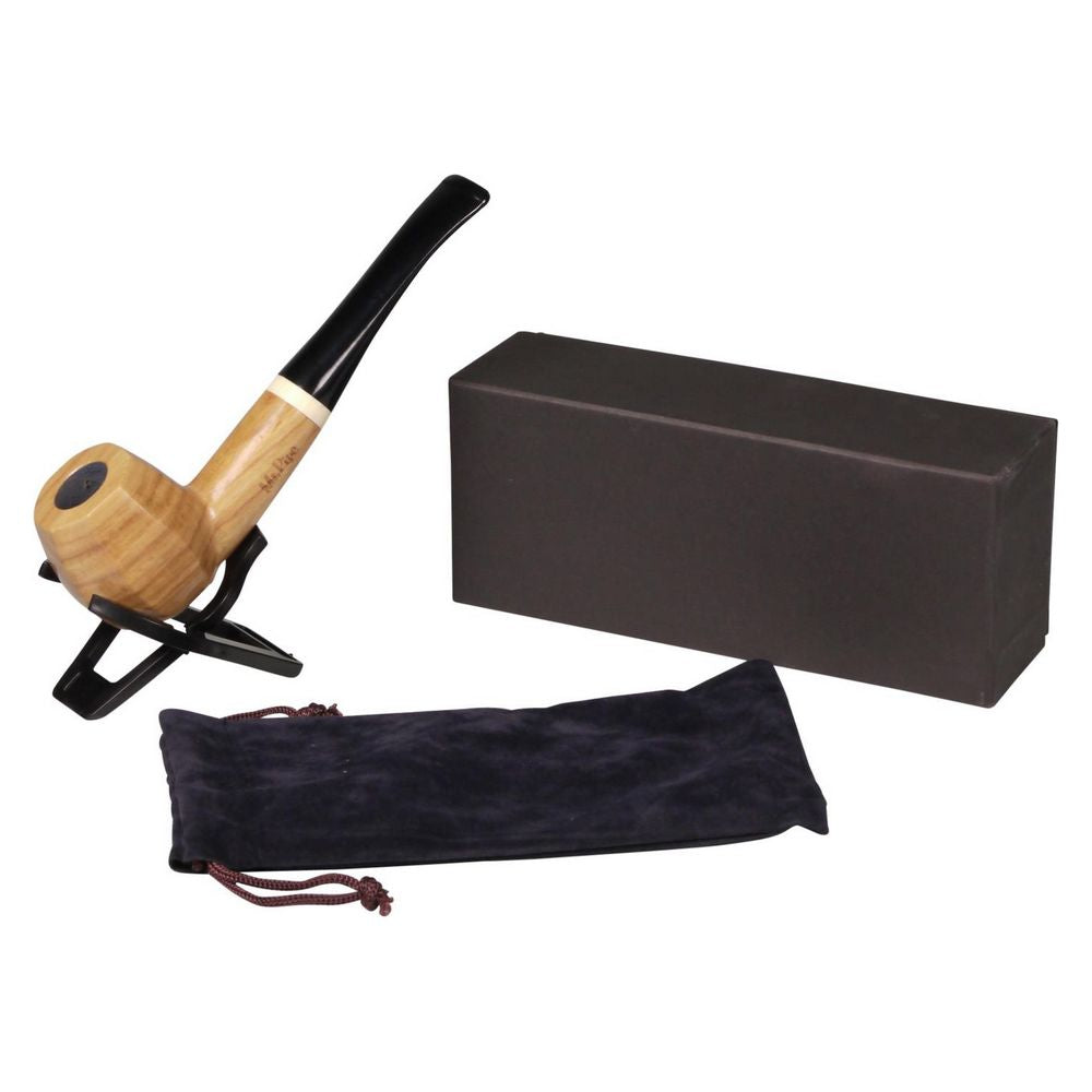 Mr. Pipe Pibe Natur Redwood Kantet inkl. Stand - Pibe fra Mr. Pipe hos The Prince Webshop