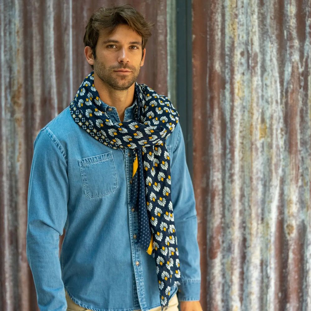 Cotton Scarf Aztec Pattern - Sommer Tørklæde i Øko Bomuld - Halstørklæde fra Billybelt hos The Prince Webshop