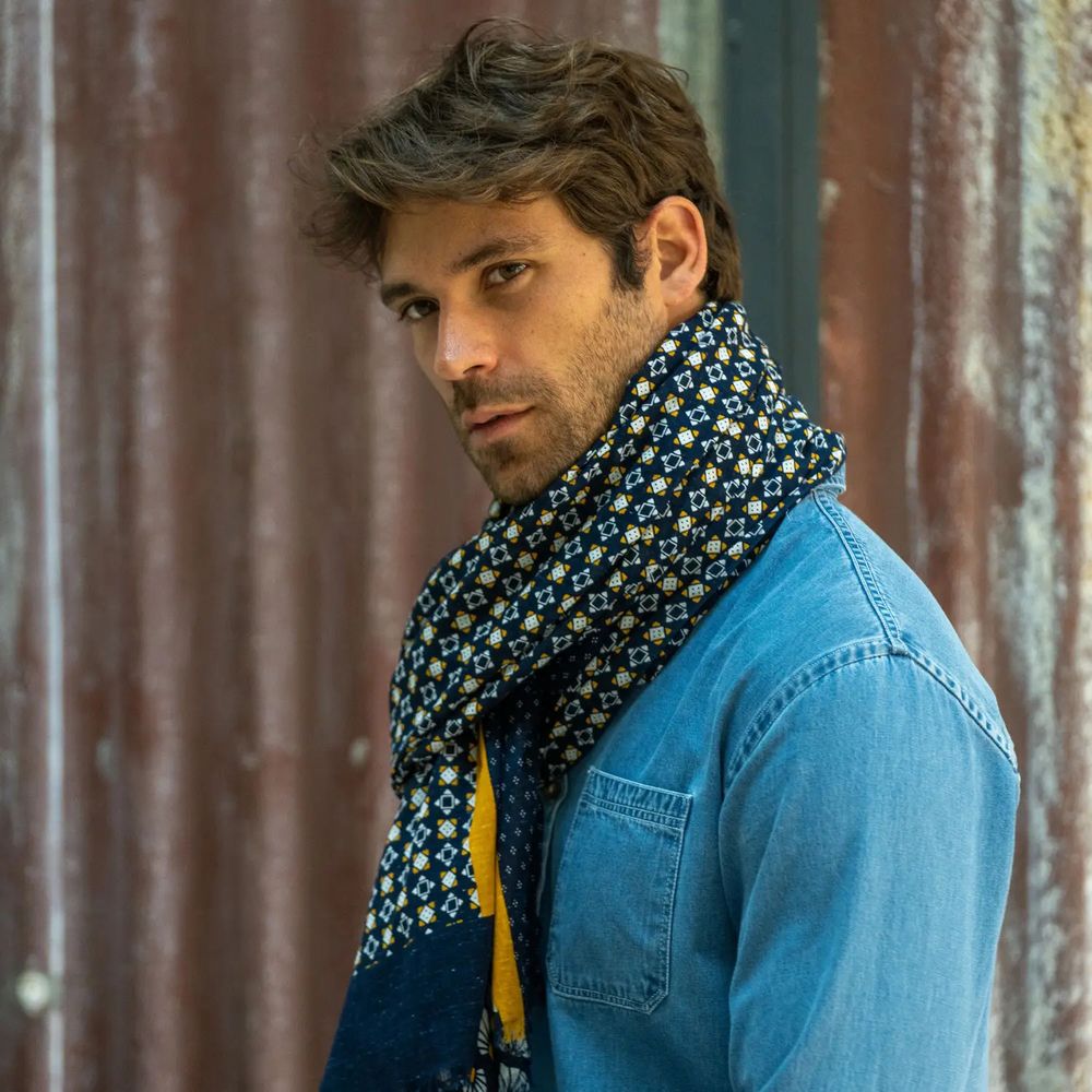 Cotton Scarf Aztec Pattern - Sommer Tørklæde i Øko Bomuld - Halstørklæde fra Billybelt hos The Prince Webshop