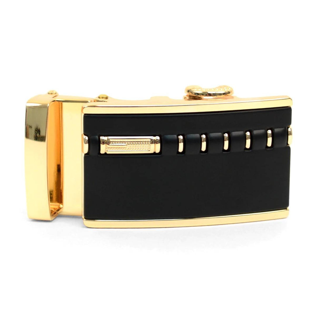 Auto Slide & Lock Bælte Spænde - Guld og Sort - Uden Livrem - Bælte fra The Prince's Collection hos The Prince Webshop