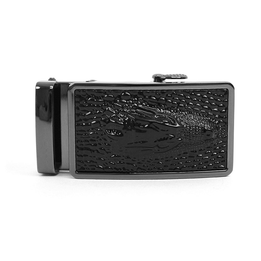 Auto Slide & Lock Bælte Spænde - Dark Metal og Sort - Uden Livrem - Bælte fra The Prince's Collection hos The Prince Webshop