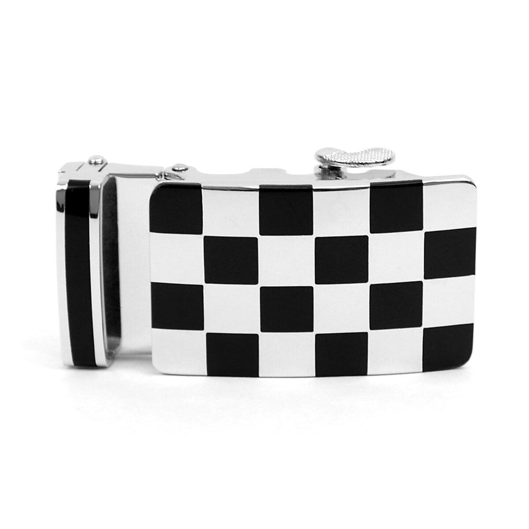 Auto Slide & Lock Bælte Spænde - Sølv og Sort - Uden Livrem - Bælte fra The Prince's Collection hos The Prince Webshop