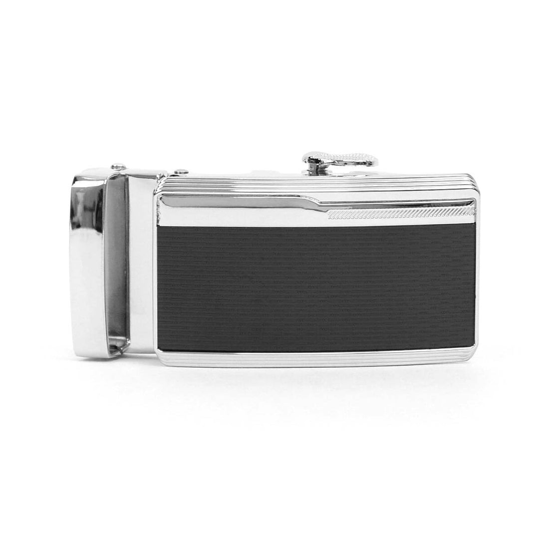 Auto Slide & Lock Bælte Spænde - Sølv og Sort - Uden Livrem - Bælte fra The Prince's Collection hos The Prince Webshop