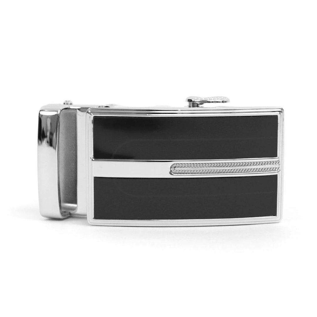 Auto Slide & Lock Bælte Spænde - Sølv og Sort - Uden Livrem - Bælte fra The Prince's Collection hos The Prince Webshop