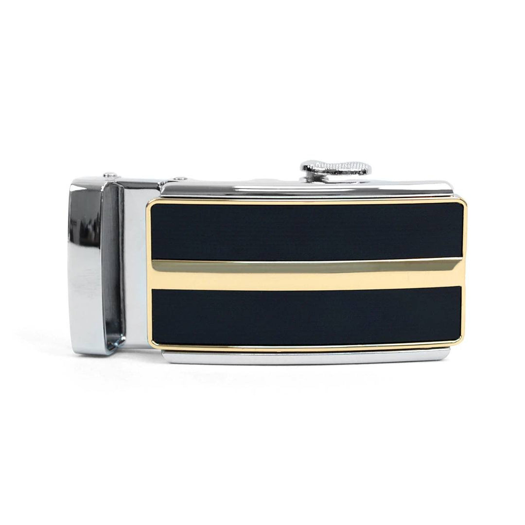 Auto Slide & Lock Bælte Spænde - Sølv og Sort - Uden Livrem - Bælte fra The Prince's Collection hos The Prince Webshop