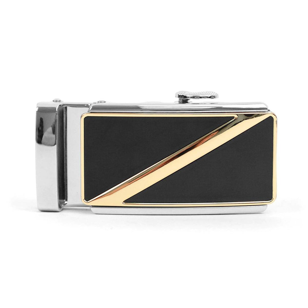 Auto Slide & Lock Bælte Spænde - Sølv og Sort - Uden Livrem - Bælte fra The Prince's Collection hos The Prince Webshop