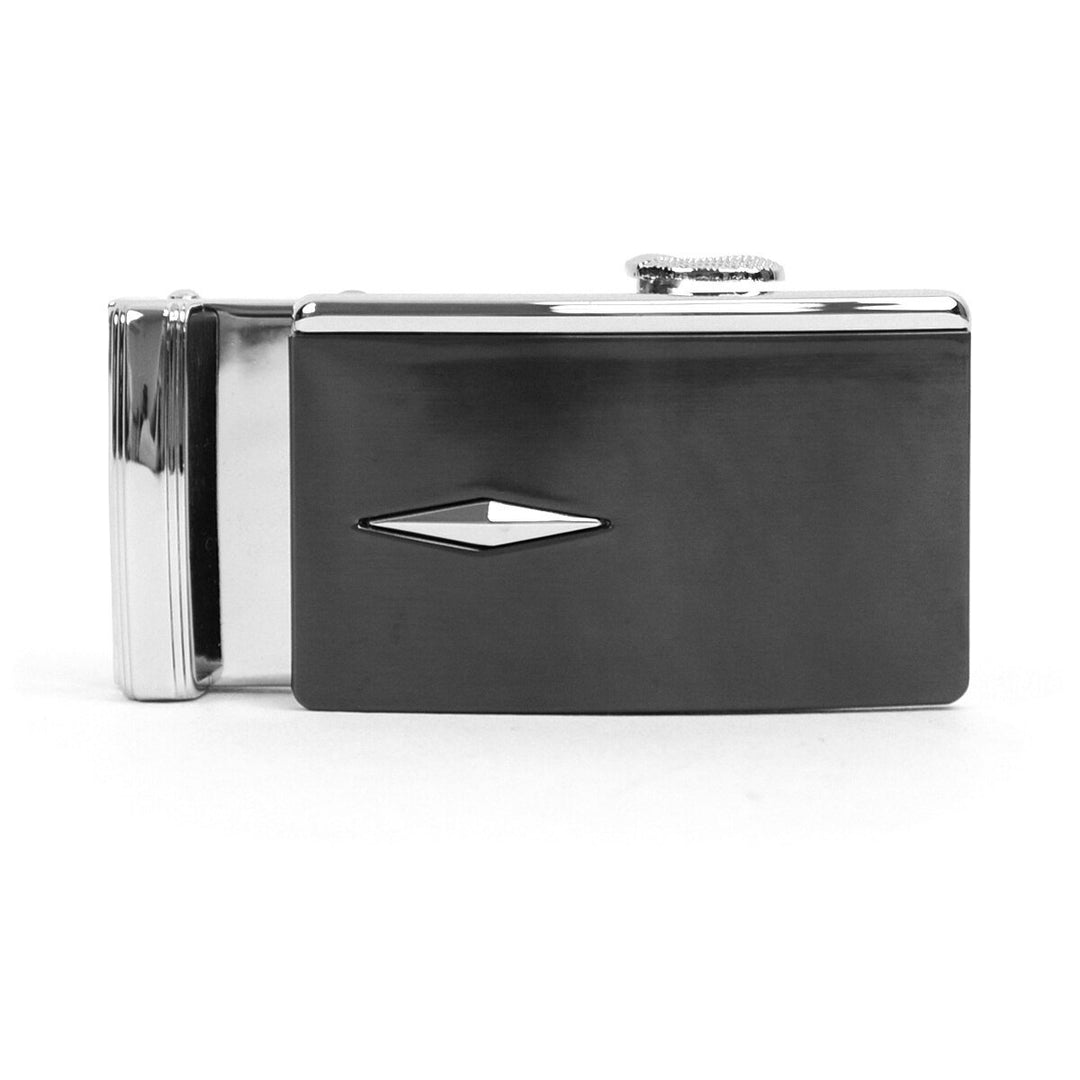 Auto Slide & Lock Bælte Spænde - Sølv og Sort - Uden Livrem - Bælte fra The Prince's Collection hos The Prince Webshop