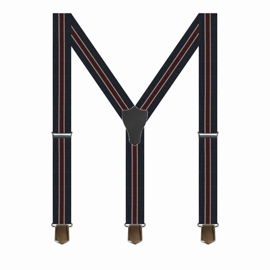 Brede Mørkeblå Seler med Vinrød Stribe - Seler fra SCANBELT Shooster hos The Prince Webshop