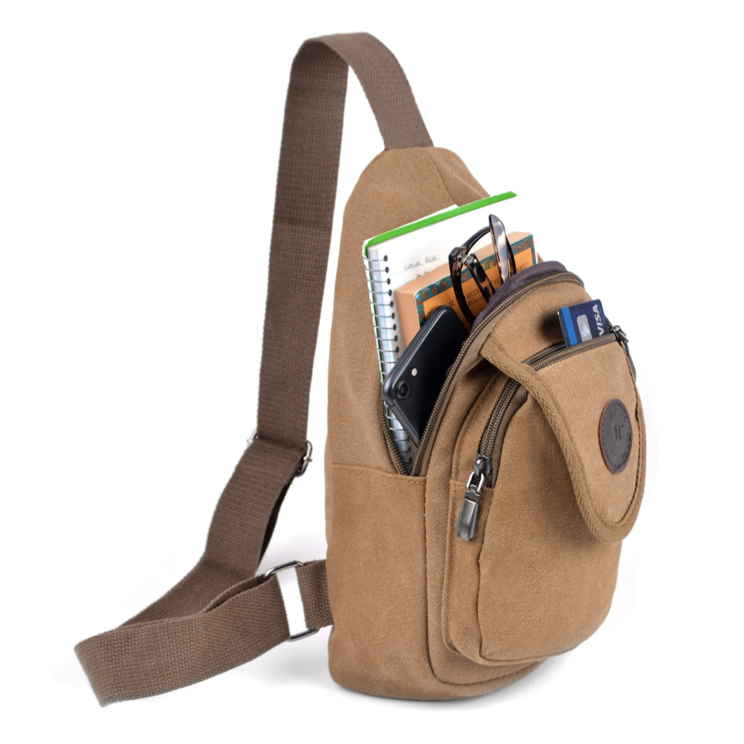 Canvas Crossbody Slinger Bag Tan - Funktionel Taske - Taske fra Westend hos The Prince Webshop