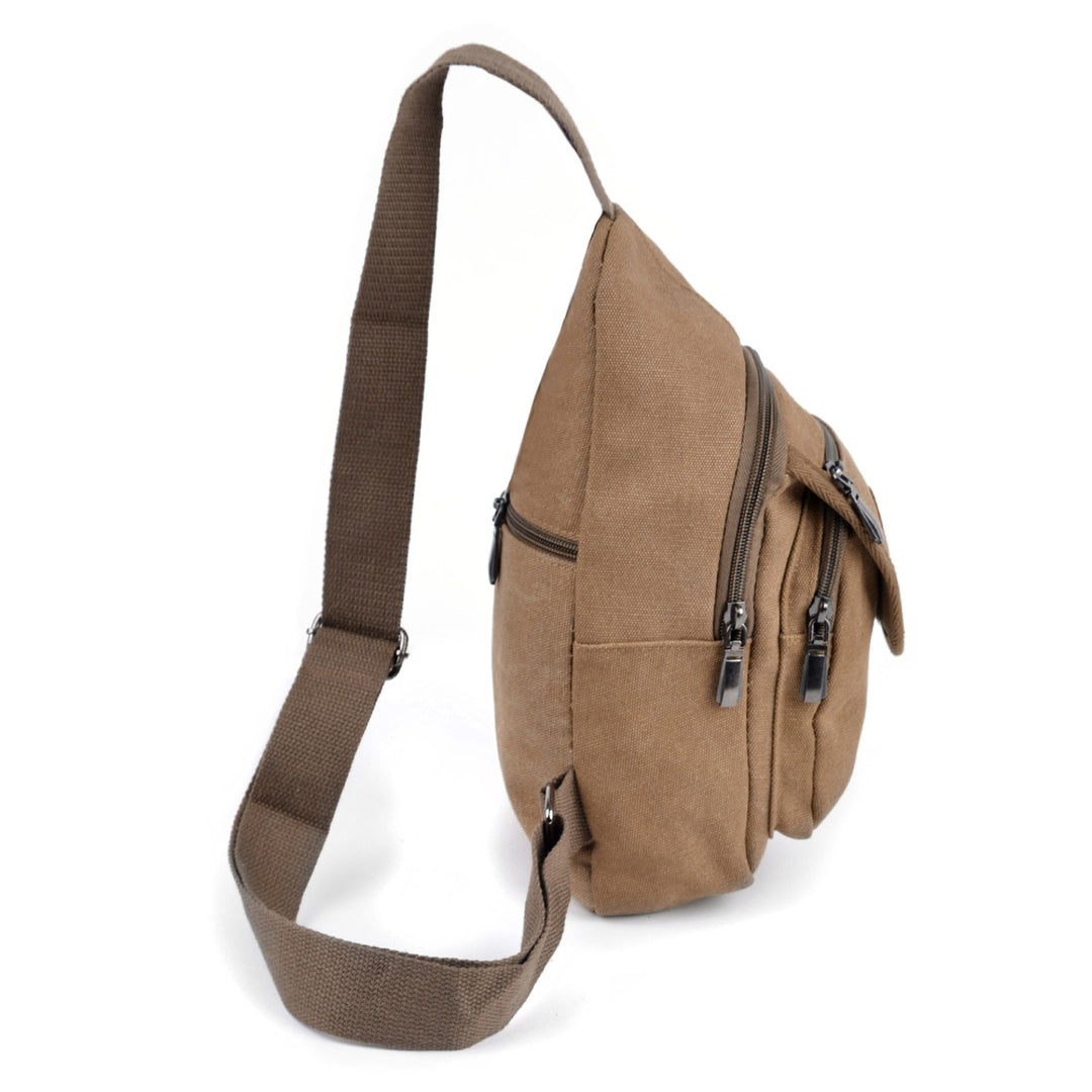 Canvas Crossbody Slinger Bag Tan - Funktionel Taske - Taske fra Westend hos The Prince Webshop
