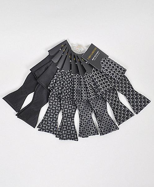 Selvbinder Butterfly og Lommeklud - Triangularity Black - Butterfly & Lommeklud Sæt fra Umo Lorenzo hos The Prince Webshop