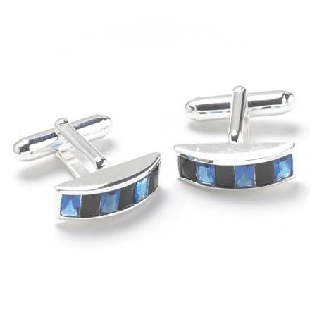 Manchetknapper SSCZ Curve Blå / Sort - Manchetknapper fra Onyx Art of London hos The Prince Webshop