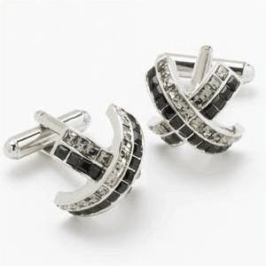Manchetknapper Swarovski Sort Jet Diamant & Krystal Kryds - Manchetknapper fra Onyx Art of London hos The Prince Webshop