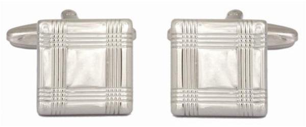 Manchetknapper Tartan Lines Silver - Manchetknapper fra The Armitage Collection hos The Prince Webshop