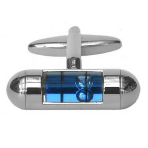 Manchetknapper Vaterpas Blåt Sølv - Manchetknapper fra David Aster Collection hos The Prince Webshop