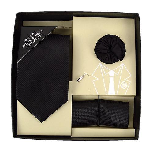 Slips + Hankie & Reversblomst Sæt - Sort Cross - Gavesæt fra Umo Lorenzo hos The Prince Webshop