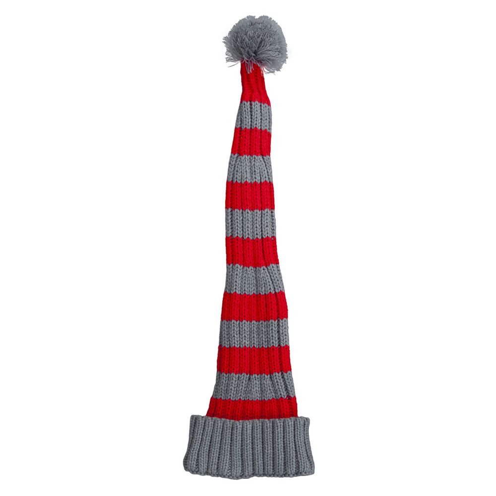 Nissebanden Nissehue - Klassisk Rib, Lang, Rød & Grå - Hue fra Snazzy Santa hos The Prince Webshop