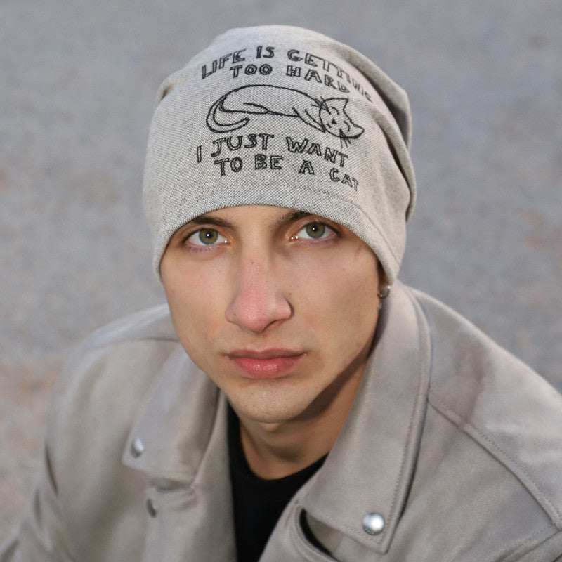 Fashion Beanie - I just want to be a cat - Hue fra No Shirt No Shoes No Problem hos The Prince Webshop