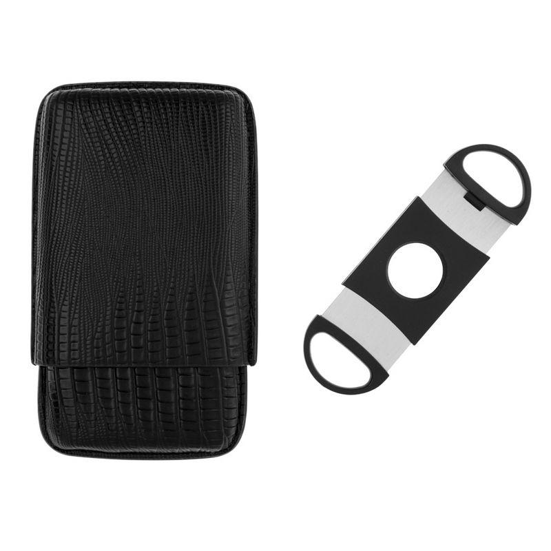 Sort Cigar Etui med Cigar Cutter - Cigar Etui fra Angelo hos The Prince Webshop