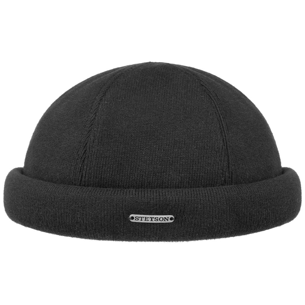 Stetson Black Docker Cap/Hat in Knitted Cotton - Docker Cap from Stetson at The Prince Webshop