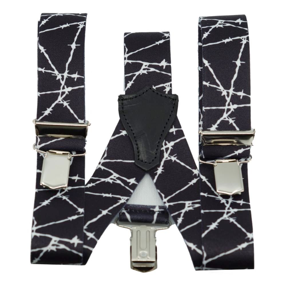 Sorte Brede Herre Seler med Pigtråds Motiv - Y Ryg & Clips - Seler fra SCANBELT Shooster hos The Prince Webshop