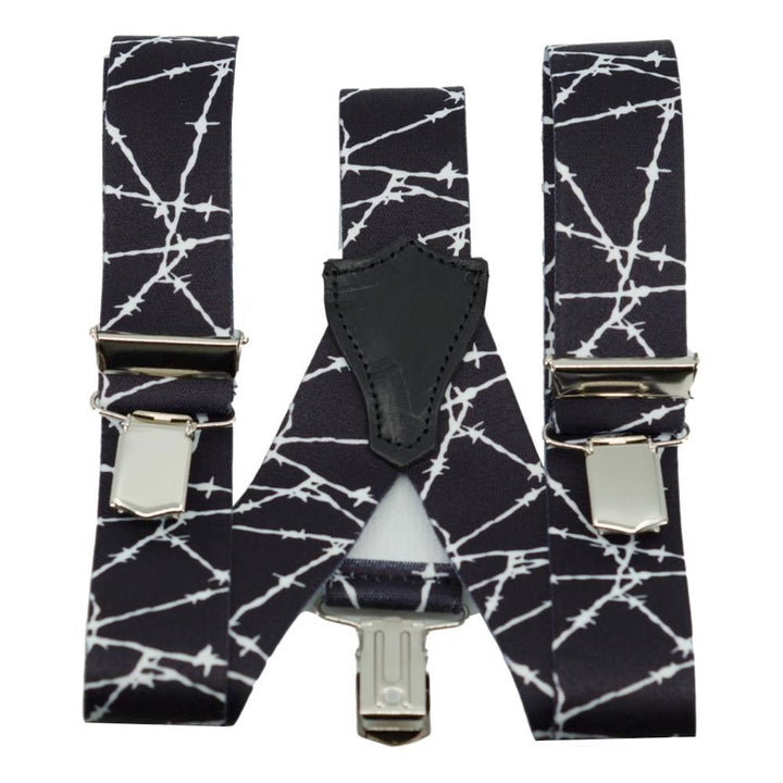 Sorte Brede Herre Seler med Pigtråds Motiv - Y Ryg & Clips - Seler fra SCANBELT Shooster hos The Prince Webshop