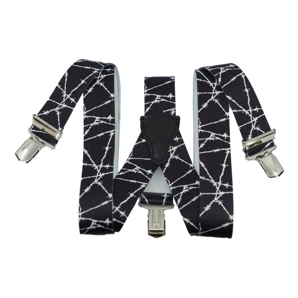 Sorte Brede Herre Seler med Pigtråds Motiv - Y Ryg & Clips - Seler fra SCANBELT Shooster hos The Prince Webshop