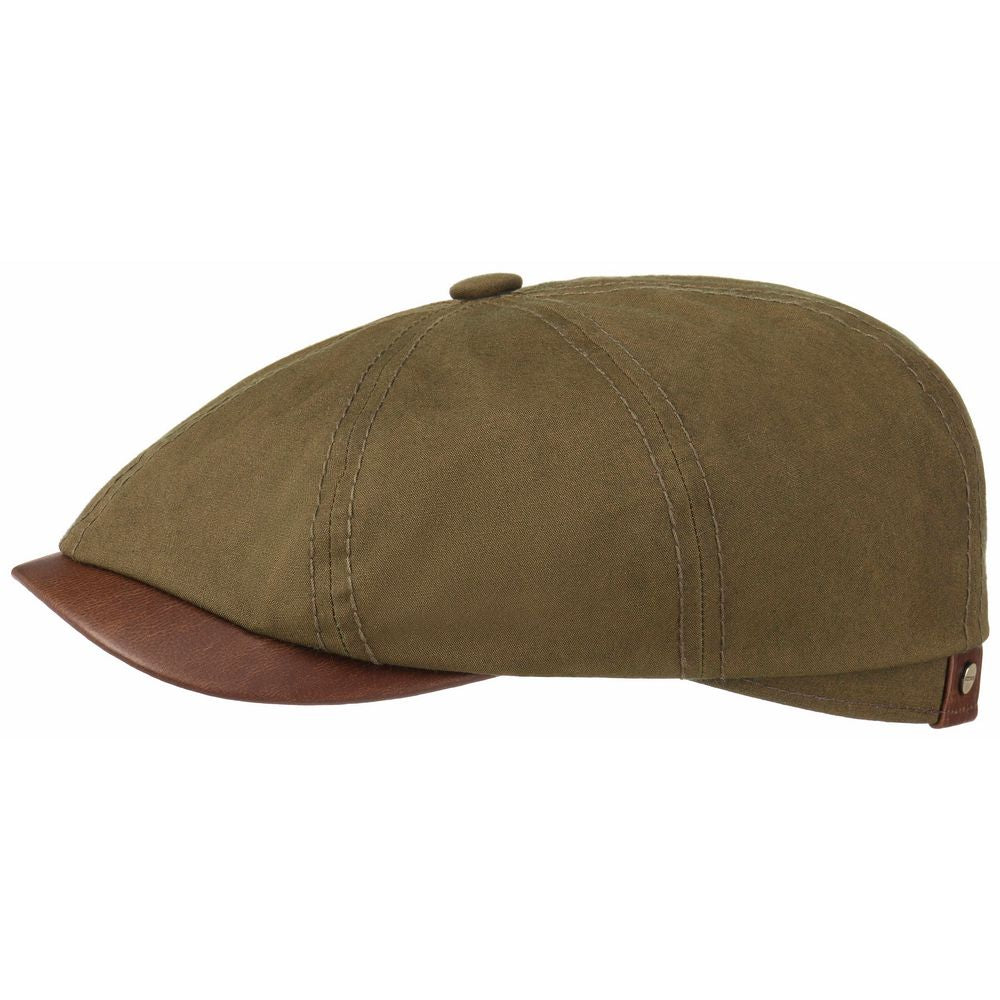 Stetson Hatteras Sixpence Flat Cap Grønt Oilskin Look - S (56 cm) - Flat Cap fra Stetson hos The Prince Webshop